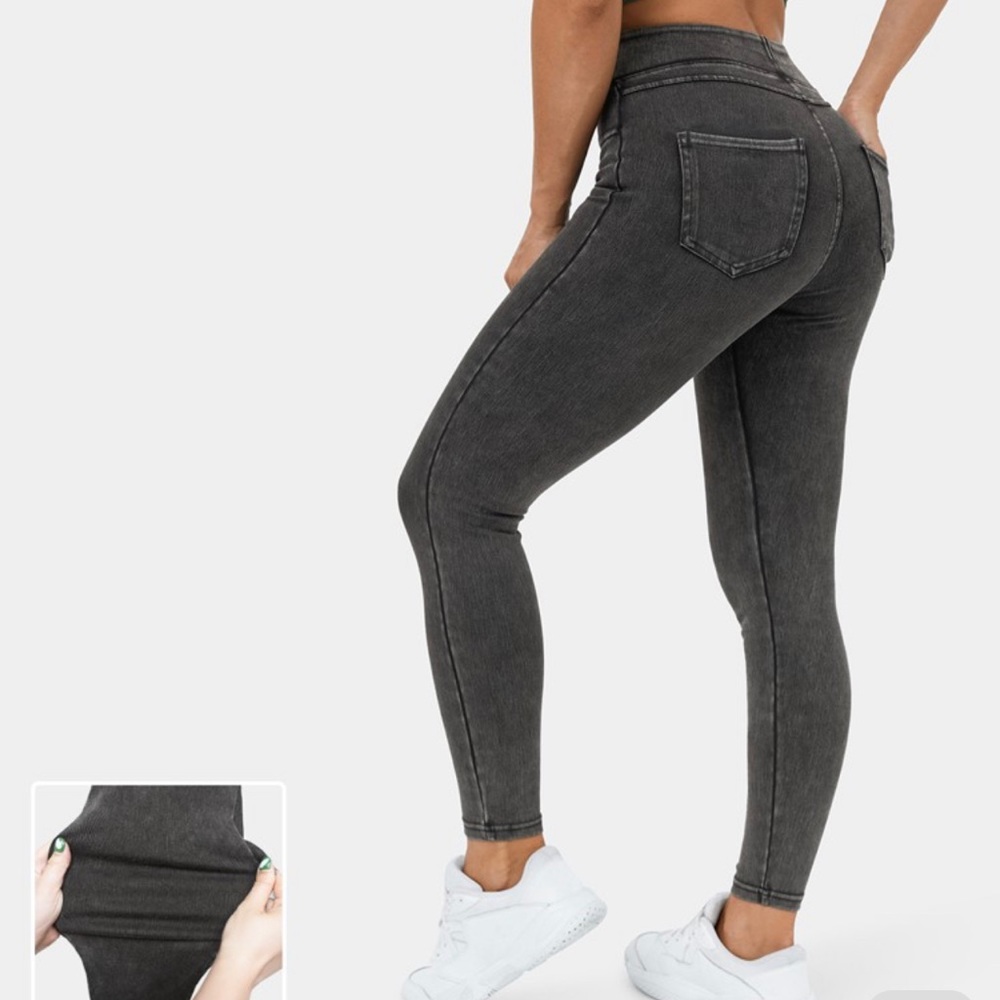 Denim look high waisted leggings